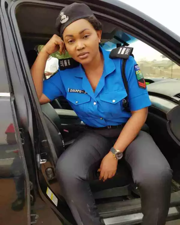 Actress Mercy Aigbe Wears Nigerian Police Uniform For New Movie Role